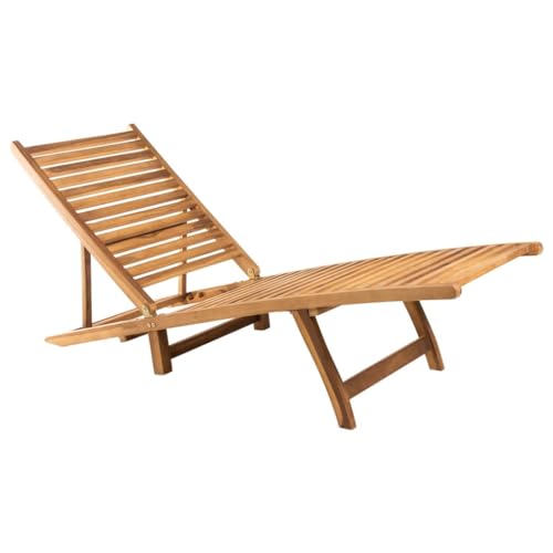 Mokuyary Sonnenliege Massivholz Teak Gartenstuhl Relaxliege Strandliege für Garten und Pool,langlebiger Outdoor-Tanning-Chair