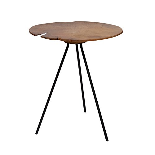 Brillibrum Design Teakholz Beistelltisch Dreibeintisch Tischplatte Aus Teak Blumenhocker Couchtisch Massiv Dunkel Kaffeetisch 39,5cmø (außergewöhnlich)