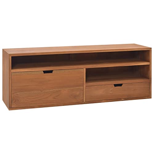 KATERYY TV-Schrank 110x30x40 cm Teak Massivholz TV-Bänke Möbel
