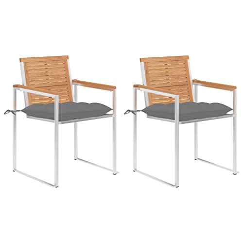 HANJIEFACAI gartenstühle,klappstuhl,campingstuhl klappbar,klappstühle,Gartenstühle mit Kissen 2 STK. Massivholz Teak und Stahlcampingstuhl,Balkon Stuhl,gartenstuhl klappbar,Sun Garden,