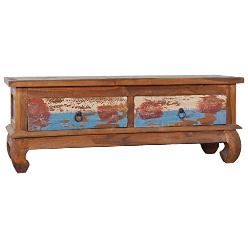 KATERYY TV-Schrank 110x35x40 cm Teak Altholz TV-Bänke Möbel