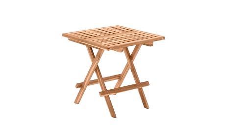 furnling Granada Beistelltisch, Tisch aus Teakholz (50 x 50 x 50 cm), quadratisch, klappbar, Natur, wetterfest, UV-beständig, Gartenmöbel Tisch