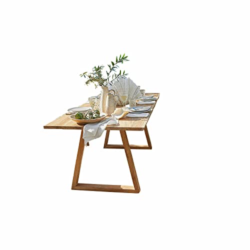 Loberon Tisch Saulny, massiv & naturbelassen, mit natürlich schöner Baumkante, robust & nachhaltig, Gartentisch, Esstisch, Gartenmöbel, Teakholz, braun