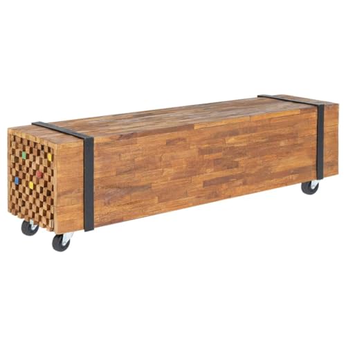 UTSRABFA TV-Schrank 110x30x32,5 cm Massivholz Teak Sideboard Tv Tv Lowboard Fernsehtisch Fernseher Tisch für Schlafzimmer Spielzimmer Esszimmer Wohnungen