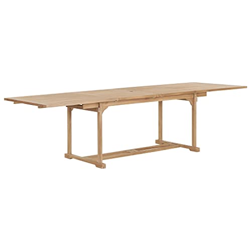 Homgoday Ausziehbarer Gartentisch Holztisch Terrassentisch Balkontisch Couchtisch Gartenmöbel Tisch Esstisch Esszimmertisch Teetisch Gartentisch 180-280x100x75 cm Massivholz Teak Rechteckig