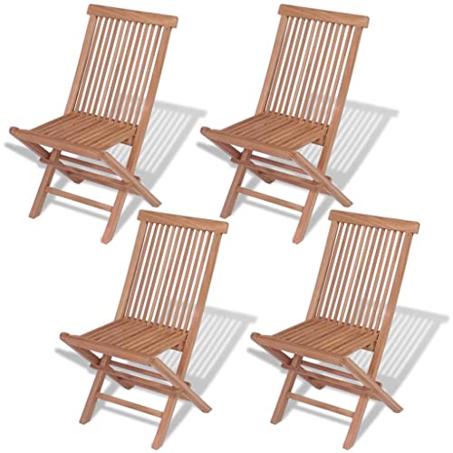 UTSRABFA Deckstühle Freizeitstühle Terrassen-Schwingstuhl Bar-Stühle Klappbare Gartenstühle 4 STK. Massivholz Teak Geeignet für Außenbereich, Küche, Esszimmer, Gästezimmer
