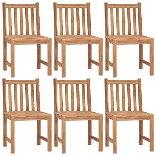 Eleganz 6er Set Gartenstühle aus fein geschliffenem Teakholz mit Kissen – Langlebig & Wetterfest – Perfekt für Terrasse & Garten