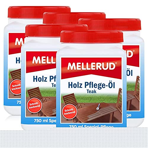 Mellerud Holz Pflege-Öl Farbton Teak 750ml - Spezial-Pflege (5er Pack)
