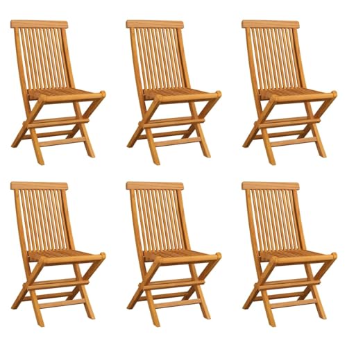 Gecheer Klappbare Gartenstühle 6 STK. Massivholz Teak, Gartenstühle Gartenmöbel Set Gartensessel für Gärten Innenhöfe Balkone Restaurants3065527