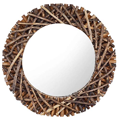 Sufrk Wandspiegel 60 cm Spiegel Wand Dekorative Spiegel Flurspiegel Spiegel Schlafzimmer Teak Rund