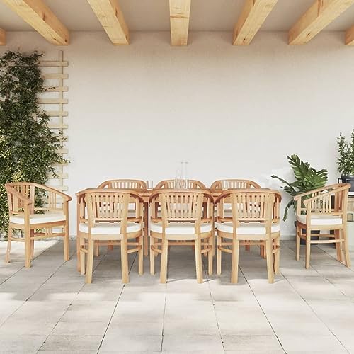 QJBSAVVA 9-TLG Garten-Essgruppe, Schminktisch Stuhl Eckbank Camping Tisch Stuhl Set Fußbank Geeignet für Innenhof Balkon Café Outdoor Massivholz Teak