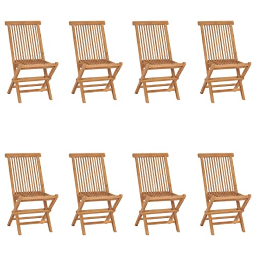 Myheimly 8X Teak Massiv Gartenstuhl Klappbar ohne Armlehnen Klappstuhl Holzstuhl Stuhl Stühle Essstuhl Gartenmöbel Terrassenstuhl Balkonstuhl,8 PZ