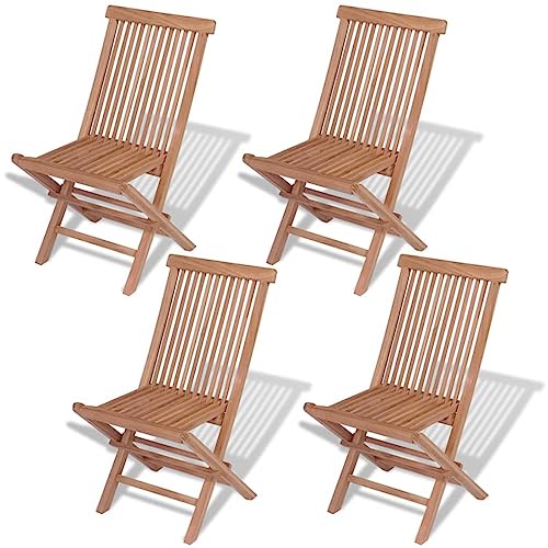 Xichuzi Klappbare Gartenstühle 4 STK Gartenmöbel, Balkonstühle, Chair Outdoor, Balkonmöbel, Hochlehner, Essstühle, Balkon Stuhl, Bistrostuhl, Massivholz Teak