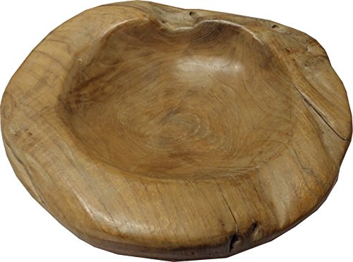 YifantacyCACA Kunert-Keramik Teak Schale Holz Teakholz Obstschale 30 cm UNIKAT rustikal und massiv