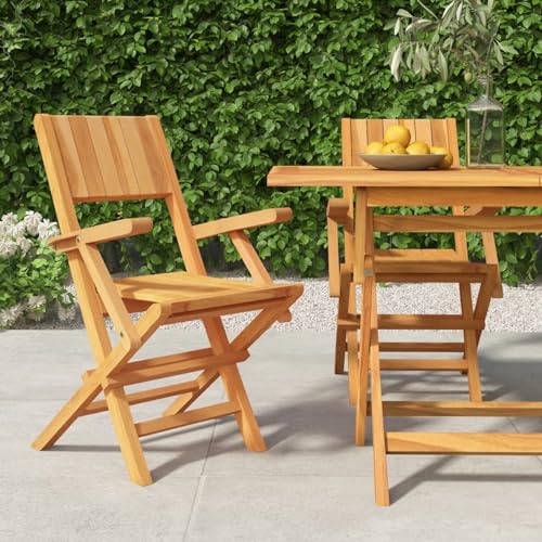 Xichuzi Gartenstühle 2 STK. Klappbar, Balkonstuhl, Terrassenstühle, Gartensessel, Garten Stühle, Gartenmöbel, Balkon Stühle, Sessel Outdoor, 55x61x90 cm Massivholz Teak