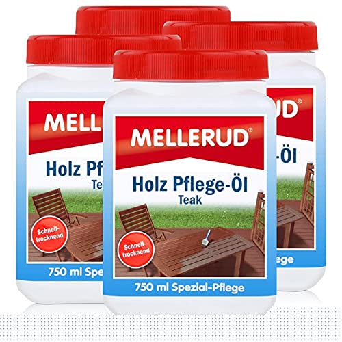 Mellerud Holz Pflege-Öl Farbton Teak 750ml - Spezial-Pflege (4er Pack)