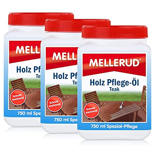 Mellerud Holz Pflege-Öl Farbton Teak 750ml - Spezial-Pflege (3er Pack)