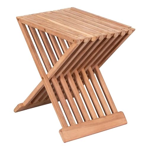 MR. DEKO® Beistelltisch Fishbone Teakholz | Tisch faltbar - Gartentisch Teak 40x32x50 cm (BxTxH) | Outdoormöbel - Teakholz - für Balkon, Terrasse, Wintergarten, Garten