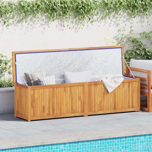 Teenpull Gartenbox 200x50x55 cm aus Massivholz Teak, Geräumige Outdoor Aufbewahrungsbox mit Deckel für Gartenmöbel Auflagen, Wetterfeste Truhe für Terrasse und Balkon
