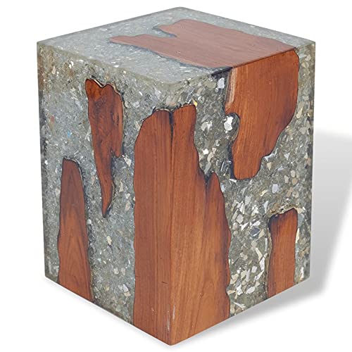 Homgoday Hocker aus massivem Teakholz und Harz, Stühle für den Außenbereich, Gartenmöbel, Terrassenmöbel, Modell 243468