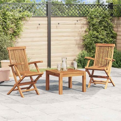 Gecheer Gartenstühle 2 STK. Klappbar Massivholz Teak, Gartenstühle Gartenmöbel Set Gartensessel für Gärten Innenhöfe Balkone Restaurants41999