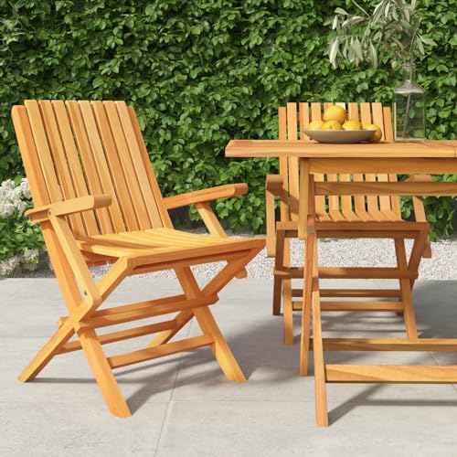 Xichuzi Gartenstühle 2 STK. Klappbar, Balkonstuhl, Terrassenstühle, Gartensessel, Garten Stühle, Gartenmöbel, Balkon Stühle, Sessel Outdoor, 61x67x90 cm Massivholz Teak