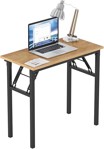 AuraCraft Klapptisch,Schreibtisch,Computertisch PC Tisch,Schreibtisch klein,Kleiner Klapptisch,Bürotisch Schreibtisch Holz Officetisch,Fürs Büro, Wohnzimmer, Home, Office,80x40CM,Teak-Schwarz