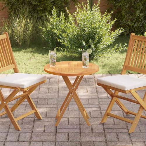 Mokuyary Tischplatte Massivholz Teak Rund 2,5 cm 60 cm Tischplatte, Holzplatte für Tisch Esstisch Couchtisch, Ersatztischplatte, Massivholzplatte