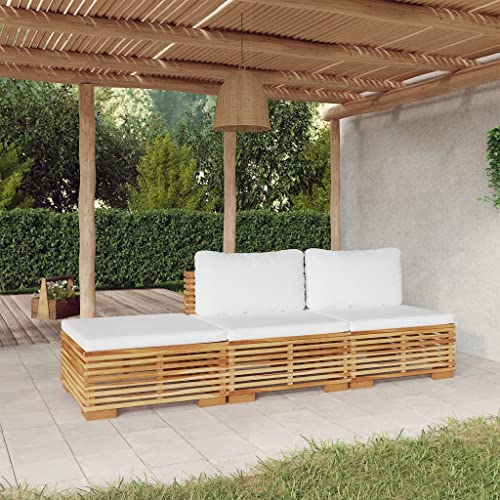 KTHLBRH Terassenmöbel Außen Garten möbel Outdoor lounge3-tlg. Garten-Lounge-Set mit Kissen Massivholz Teak