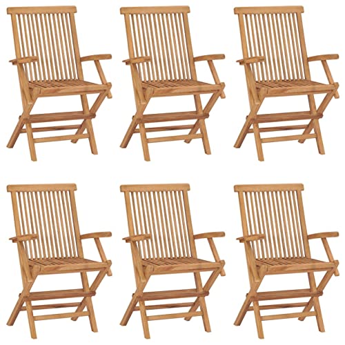 Xichuzi Klappbare Gartenstühle 6 STK Gartensessel, Campingstuhl, Hochlehner, Balkonstuhl, Balkonmöbel, Terrassenstühle, Balkon Stuhl, Massivholz Teak