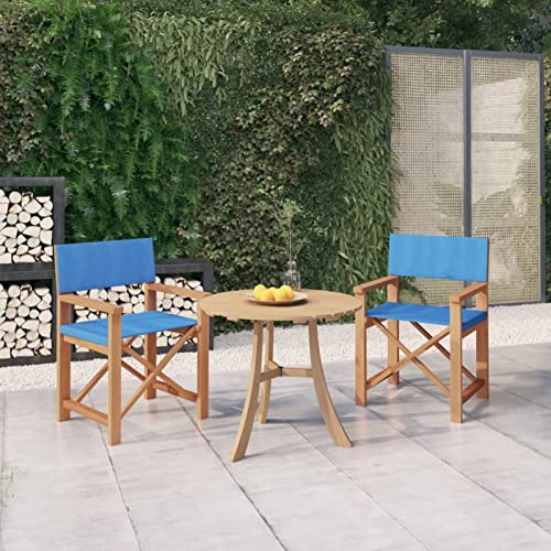 JUNZAI Regiestühle 2 STK Balkon Stuhl, Outdoor Patio Dining Chairs, Stühle Für Die Terrasse, Gartenmöbel, Massivholz Teak Blau