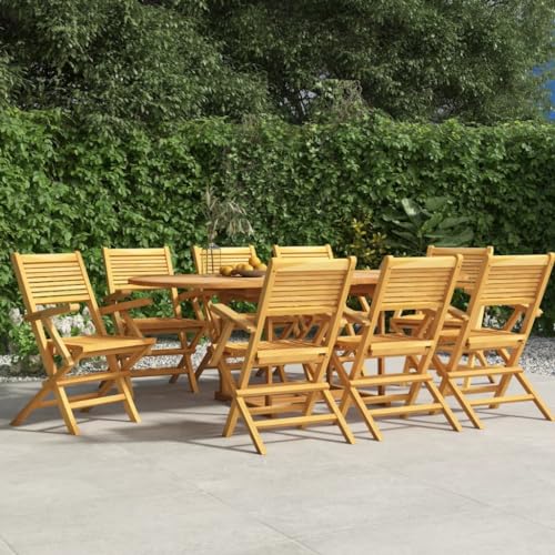 Youuihom Garten-Freizeitstuhl Lounge-Stuhl Stühle für draußen Gartenstühle 8 STK. Klappbar 55x62x90 cm Massivholz Teak Geeignet für Garten, Hinterhof, Patio, Terrasse, im Freien