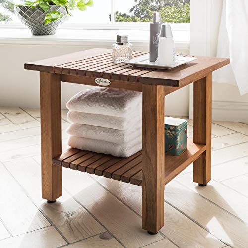 Destiny Beistelltisch SPA & Living geriffelt mit Ablagefach 45x32x44 cm Teak