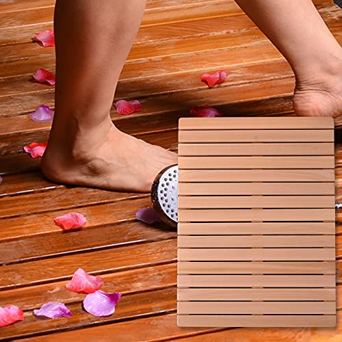 Teak-Duschmatte für die Innendusche, rechteckige, quadratische, wasserdichte Bad-Bodenmatte, extra große Holz-Fußmatte, Badezimmer-Badewannenmatte, Lattenrost-Design (30 cm x 30 cm)