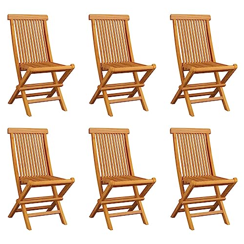 Mokuyary Klappbare Gartenstühle 6 STK. Massivholz Teak Gartenstuhl klappbar ideal für Garten und Balkon