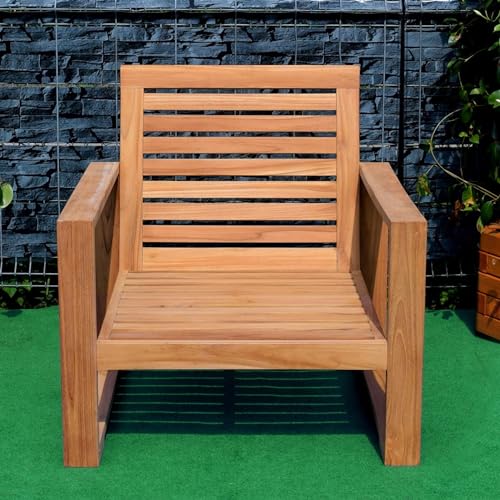 Teako Design Lounge Sessel Treviso Teak Massivholz, FLEGT-Lizenziertes Teakholz, Gartensessel, Nachhaltige Gartenmöbel, Wetterbeständige Outdoor-Möbel (Ohne)