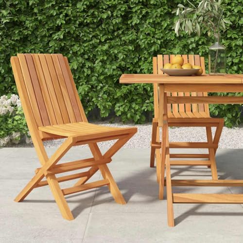 Owoxanthellate Gartenstuhl Klappbar 47x47x89 cm Massivholz Teak Modernes Design Platzsparend & Wetterfest für Balkon Terrasse und Garten