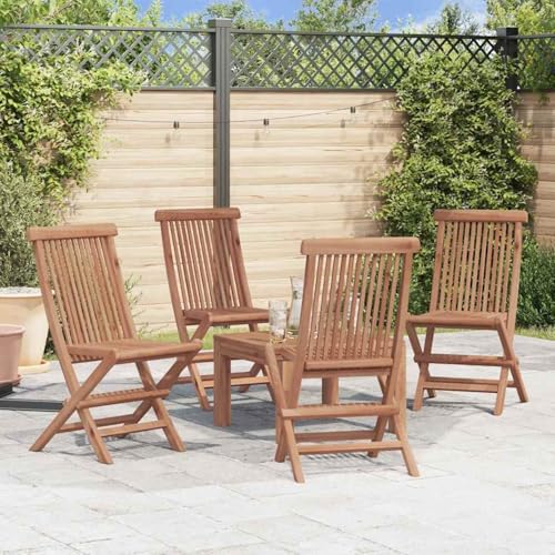 Gecheer Klappbare Gartenstühle 4 STK. Massivholz Teak, Gartenstühle Gartenmöbel Set Gartensessel für Gärten Innenhöfe Balkone Restaurants43040