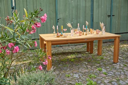 Ploß Elbgold Rustikal-Dining-Tisch, Old-Teak, 200x100 cm, Langlebiges Material, Naturbelassen