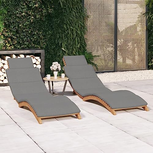 Swpsd Sonnenliege Gartenliege Gartenmöbel Liege Strandliege Relaxliege Freizeitliege Liegestuhln 2 STK. mit Auflagen Massivholz Teak