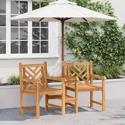 Owoxanthellate Gartenstuhl Teak 152x63x89 cm mit Armlehnen, massiv & wetterfest, platzsparender Balkonmöbel für Terrasse Garten und Balkon
