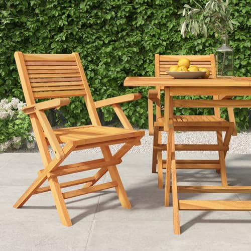Xichuzi Gartenstühle 2 STK. Klappbar, Balkonstuhl, Terrassenstühle, Gartensessel, Garten Stühle, Gartenmöbel, Balkon Stühle, Sessel Outdoor, 55x62x90 cm Massivholz Teak