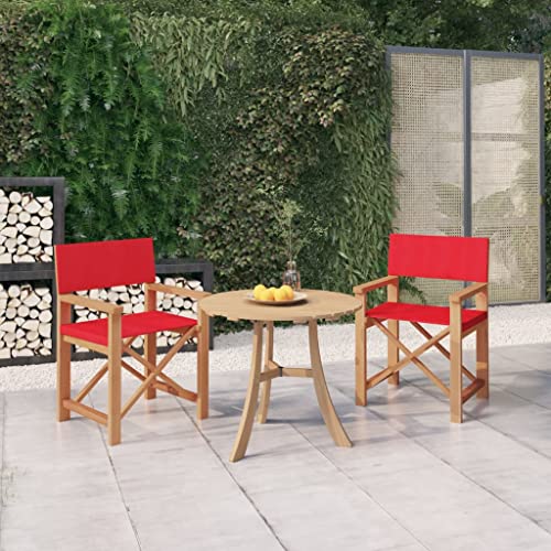 XINCXIN Regiestühle 2 STK., Stühle Gartenmöbel Chair Gartenstühle Geeignet für Balcony Pool Outdoor Garden Massivholz Teak Rot