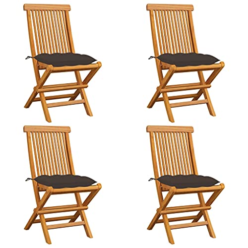 UTSRABFA Deckstühle Freizeitstühle Terrassen-Schwingstuhl Bar-Stühle Gartenstühle mit Taupe Kissen 4 STK. Massivholz Teak Geeignet für Außenbereich, Küche, Esszimmer, Gästezimmer