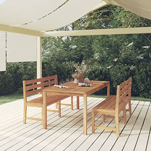 Tidyard 3-TLG. Essgruppe Garten Holz, Sitzgarnitur, Gartengarnitur, Biergartengarnitur, Terrassenmöbel Set 4 Personen, Gartenmöbel Set, Tisch und Bank, Massivholz Teak