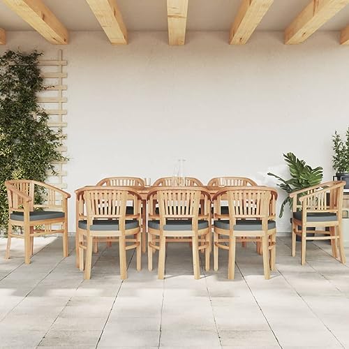 KTHLBRH Outdoor Lounge Garten möbel draußen Balkon Tisch und stühle 9-TLG. Garten-Essgruppe Massivholz Teak