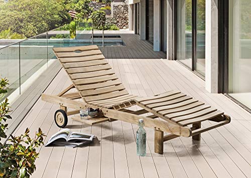Beauty.Scouts Outdoor Collar Edition DEST Rollliege Matze, 200 x 60 x 32 cm, Teakholz, Sonnenliege, Gartenliege, ohne Polster, Garten, Gartensonnenliege, Balkonliege
