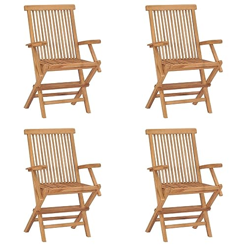 Xichuzi Klappbare Gartenstühle 4 STK Hochlehner, Campingstühle, Lehnstühle, Wetterfest Stuhl, Garden Chair, Massivholz Teak
