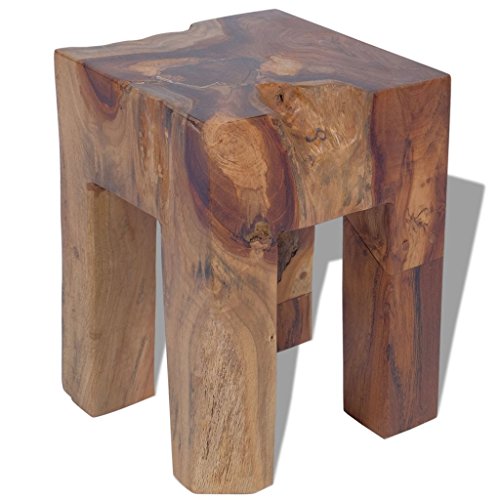 Festnight Holz Hocker Sitzhocker aus Massives Teakholz Holzhocker mit 4 Beinen 30 x 30 x 40 cm als Fußstütze Beistelltisch
