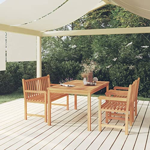 Tidyard 4-TLG. Garten Essgruppe Holz, Terrassenmöbel Set 4 Personen, Sitzgruppe, Gartenmöbel Balkonmöbel Set Tisch Bank Stuhl Massivholz Teak